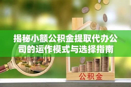 兴庆揭秘小额公积金提取代办公司的运作模式与选择指南